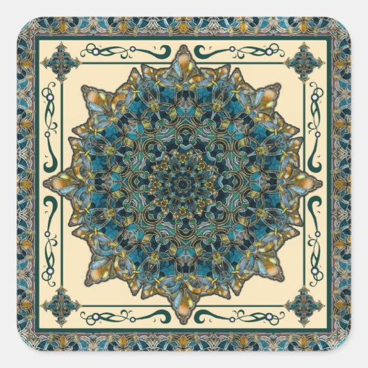 ガラス枠窓マンダラステッカー スクエアシール (正面)