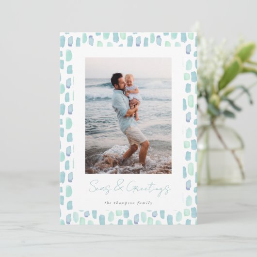 ガラス水彩 |沿岸モダンミニマル写真 シーズンカード (スタンド正面)