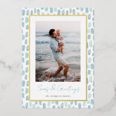 ガラス水彩 |沿岸モダンミニマル写真 箔シーズンカード (正面)