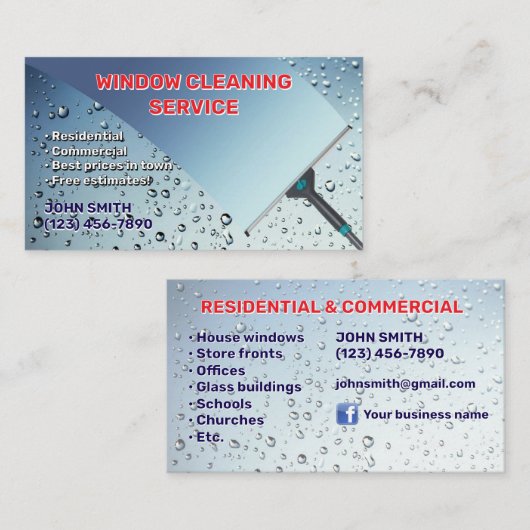 ガラス洗浄サービスの名刺 名刺 (正面/裏面)