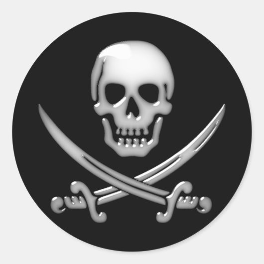 ガラス海賊版スカル&ソードクロスボーン ラウンドシール (正面)