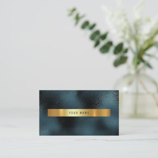 ガラス熱帯グリーン金ゴールドティール(緑がかった色)Vip名刺 名刺 (スタンド正面)