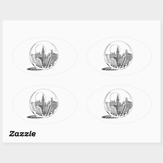 ガラス玉のニューヨーク 楕円形シール (シート)