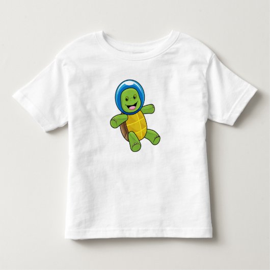 ガラス玉の宇宙飛行士として亀 トドラーTシャツ (正面)