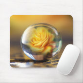 ガラス玉の黄色バラ マウスパッド (マウス)