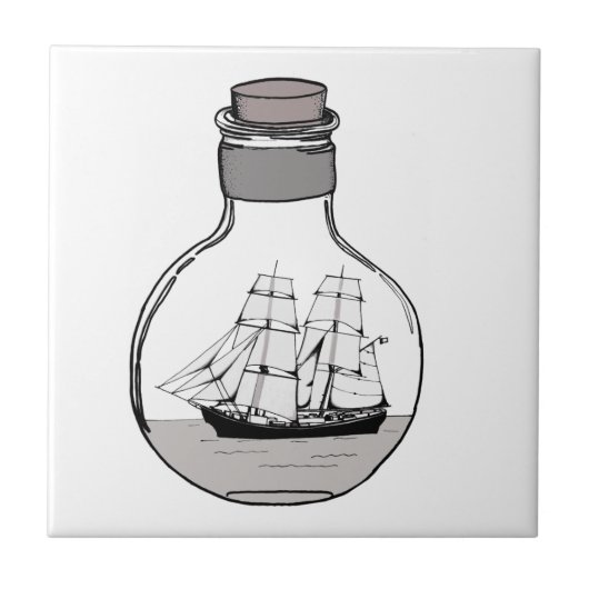 ガラス球の中の船 タイル (正面)