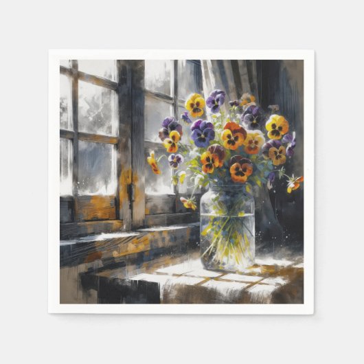 ガラス瓶にヴィンテージを入れる スタンダードカクテルナプキン (正面)