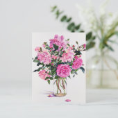 ガラス瓶のバラ ポストカード (スタンド正面)