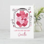 ガラス瓶の中にバレンタインピンク&赤いハートキャンディ シーズンカード (スタンド正面)