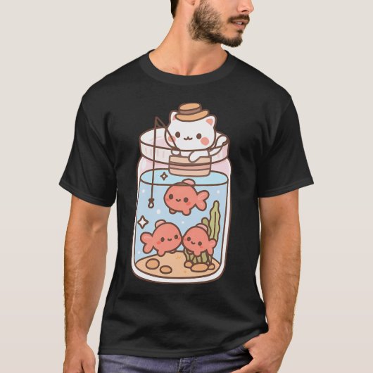 ガラス瓶の中の猫 Tシャツ (正面)