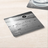 ガラス砂グレースケー結婚ルの紙コースター スクエアペーパーコースター (アングル)