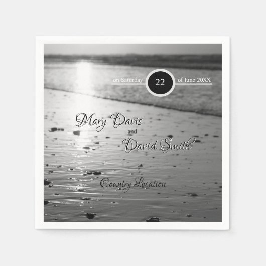 ガラス砂グレースケ結婚ール スタンダードカクテルナプキン (正面)