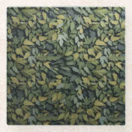 ガラス緑葉飲料コースター ガラスコースター