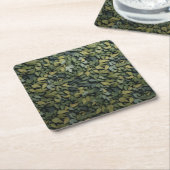 ガラス緑葉飲料コースター スクエアペーパーコースター (アングル)