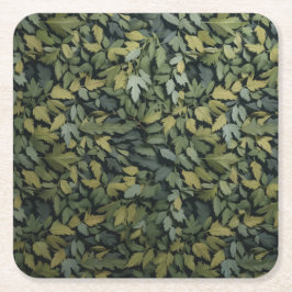 ガラス緑葉飲料コースター スクエアペーパーコースター