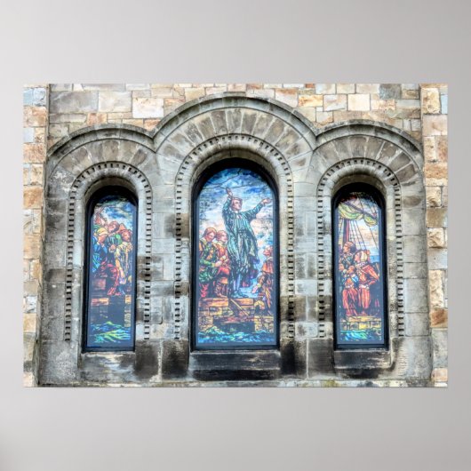 ガラス色彩の鮮やか窓First Parish Plymouth ポスター (正面)