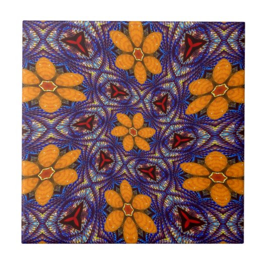 ガラス花模様 タイル (正面)