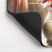 ガラス花瓶のアメリカ国旗のデイジー マウスパッド (コーナー)