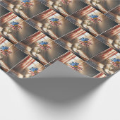 ガラス花瓶のアメリカ国旗のデイジー ラッピングペーパー (角)