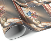 ガラス花瓶のアメリカ国旗のデイジー ラッピングペーパー (ロールコーナー)