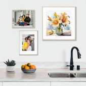 ガラス花瓶の水彩の桃ゆり花束プリント ポスター