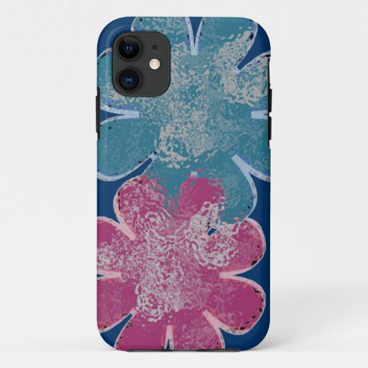 ガラス花(ピンク/ティール(緑がかった色)/ネイビー) Case-Mate iPhoneケース (裏面)