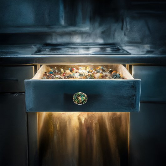 ガラス製のベンチと花が染まる静けさ セラミックノブ