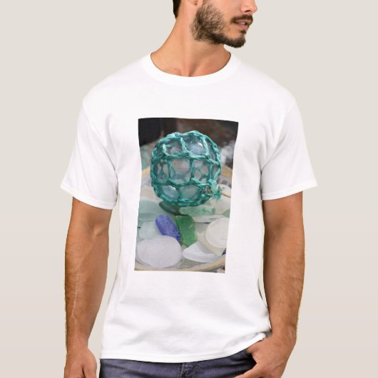 ガラス製の釣り用浮き、アルバスカ州 Tシャツ (正面)