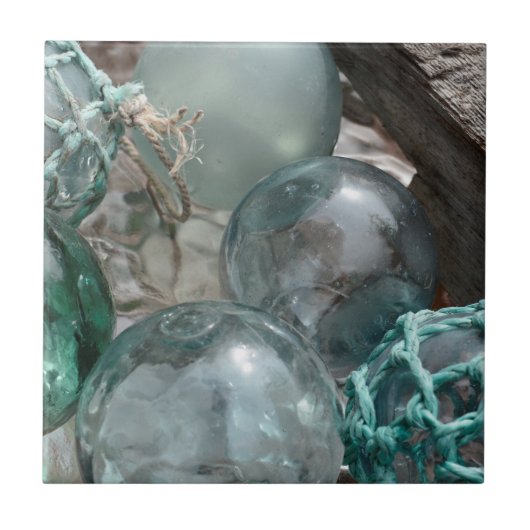 ガラス製の魚釣りフロート タイル (正面)