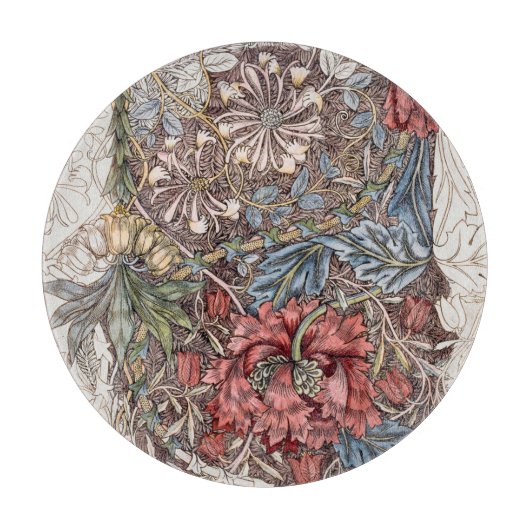 ガラス製まな板：ウィリアム・モリス：野生チューリップ カッティングボード (正面)