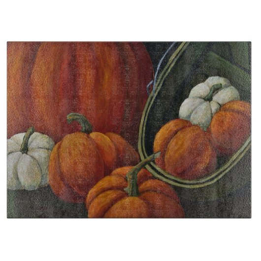 ガラス製カッティングボードのカボチャ&グリーンバスケット カッティングボード (正面)