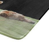 ガラス製カッティングボード7.5インチx 6.5インチ(グリズリーベア付き) カッティングボード (角)