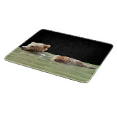 ガラス製カッティングボード7.5インチx 6.5インチ(グリズリーベア付き) カッティングボード (角)