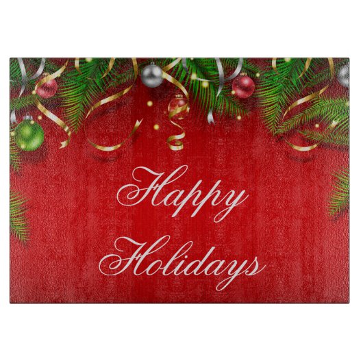 ガラス製カッティングボード/ハッピーホリデー カッティングボード (正面)