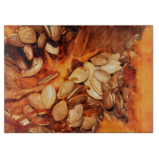 ガラス製キッチンのカッティングボード – Pumpkin Guts カッティングボード (正面)