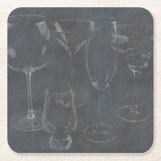 ガラス製バーウェア スクエアペーパーコースター (正面)