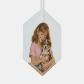 ガラス製六角形のオーナメント - 子供時代の子犬の思い出 ガラスオーナメント (正面右)