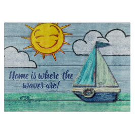 ガラス製割盤流木ビーチデザイン カッティングボード