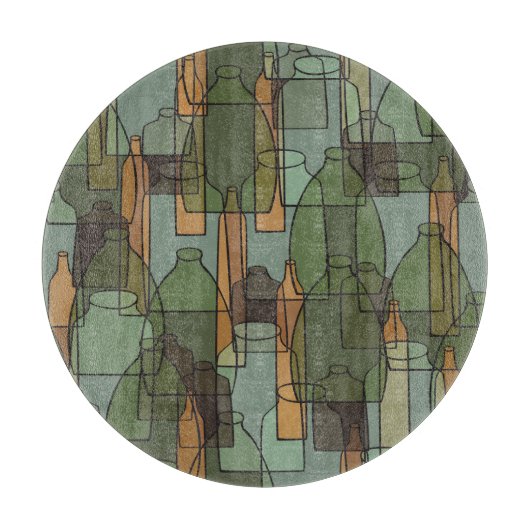 ガラス製品ガロール：ヴィンテージボトルパターン カッティングボード (正面)