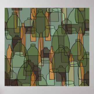 ガラス製品ガロール：ヴィンテージボトルパターン ポスター