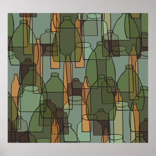 ガラス製品ガロール：ヴィンテージボトルパターン ポスター (正面)