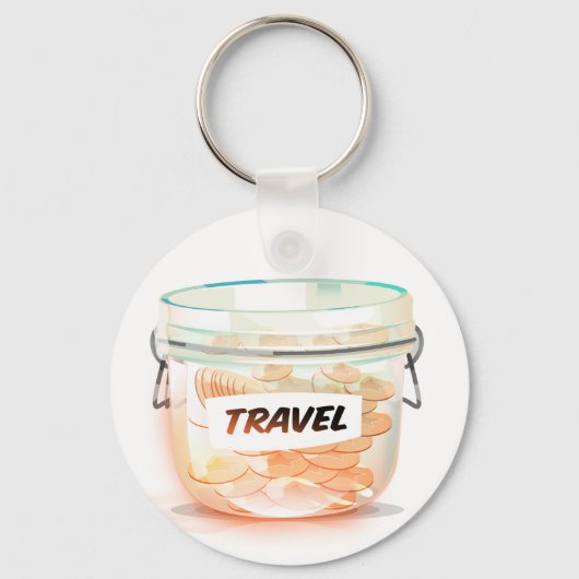 ガラス製旅行貯金箱 キーホルダー (正面)