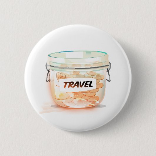 ガラス製旅行貯金箱 缶バッジ (正面)