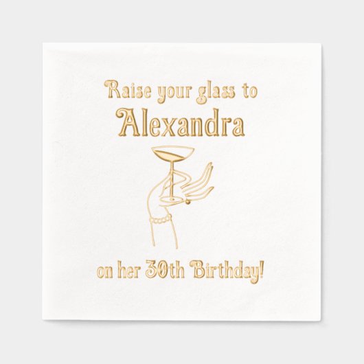 ガラス誕生日記念日パーティー#2 箔ナプキン (正面)