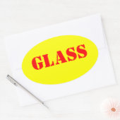 ガラス警告のステッカー 楕円形シール (封筒)