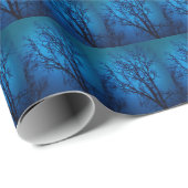 ガラス越しの青い枝垂れ木の抽象芸術パターン ラッピングペーパー (ロールコーナー)