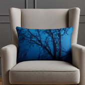 ガラス越し泣く木の青い抽象芸術壁 アクセントクッション