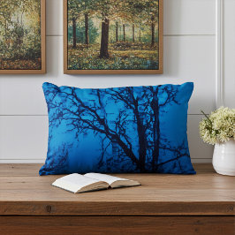 ガラス越し泣く木の青い抽象芸術壁 アクセントクッション