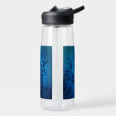 ガラス越し草抜けツリーブルー抽象芸術アート ウォーターボトル (左面)