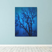 ガラス越し草抜けツリーブルー抽象芸術アート キャンバスプリント (インサイチュ (ウッドフロア))